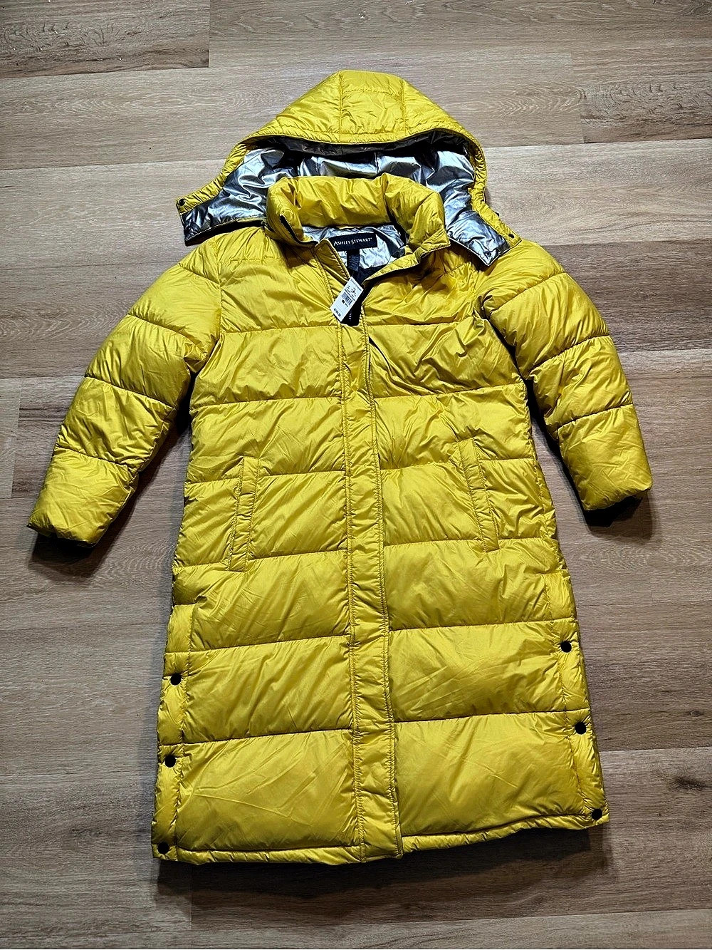 Ashley Stewart Yellow Hooded Puffer Coat Size 1X NWT